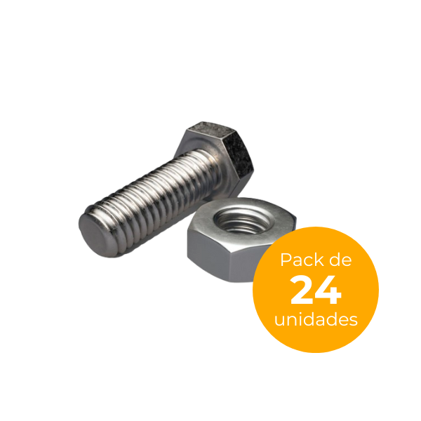 PACK. Tornillo antideslizamiento Hexag. Bolt DIN931 y Tuerca DIN934 - Presentación caja 24 uds (900015)